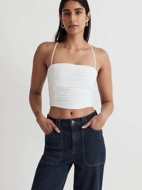 Madewell Poplin Pleated Tube Top NWT Womens Size 10